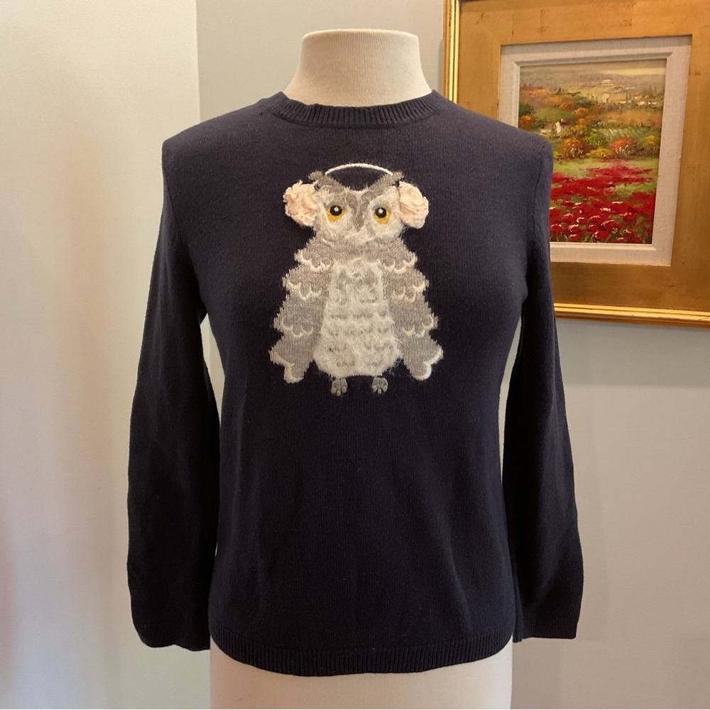 Kate Spade‎ Broome Street Owl Sweater in Navy